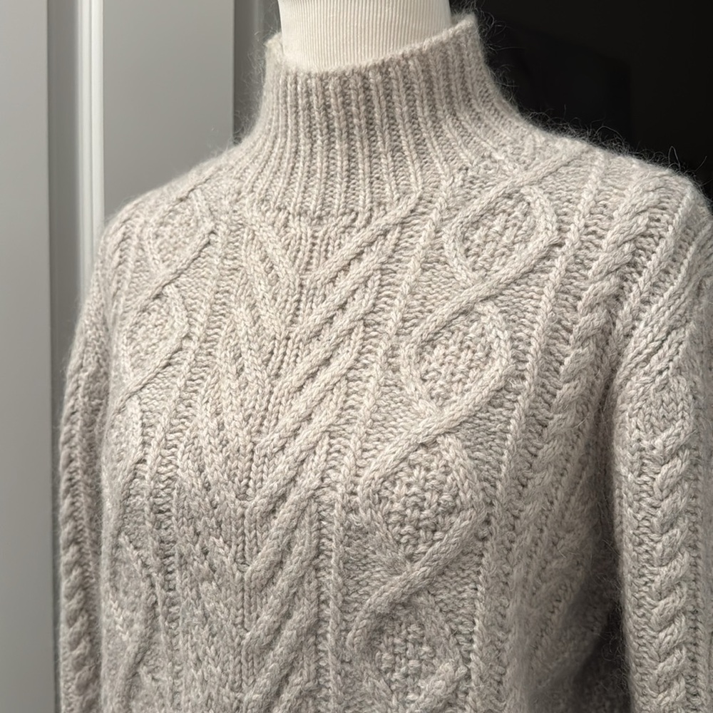 NWT rag & bone Brody Turtleneck Cable Knit Boxy Sweater Wool Angora blend Sz S - Picture 2 of 10